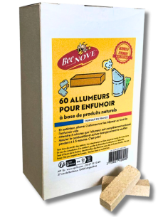 60 allumeurs pour enfumoir à abeilles. Format briquette